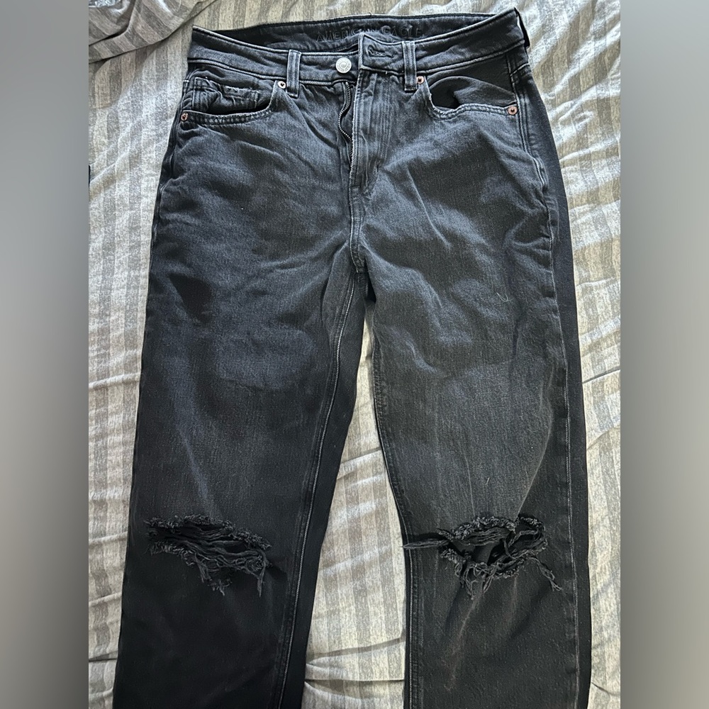 American Eagle Outfitters High Rise Black Distressed Jeans